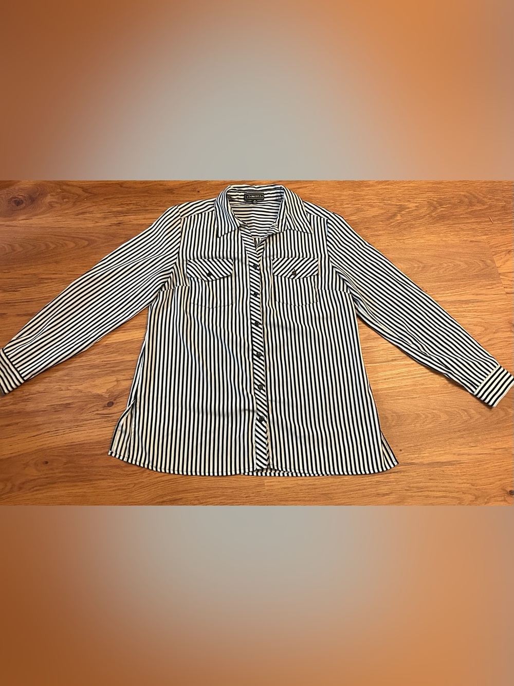 Elementz Black and White Stripe Button-Down Shirt - Medium